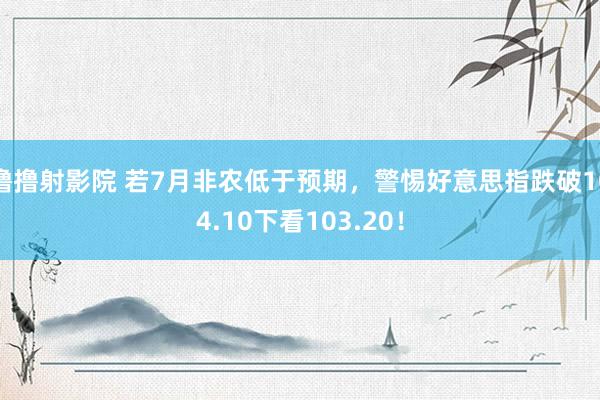 撸撸射影院 若7月非农低于预期，警惕好意思指跌破104.10下看103.20！