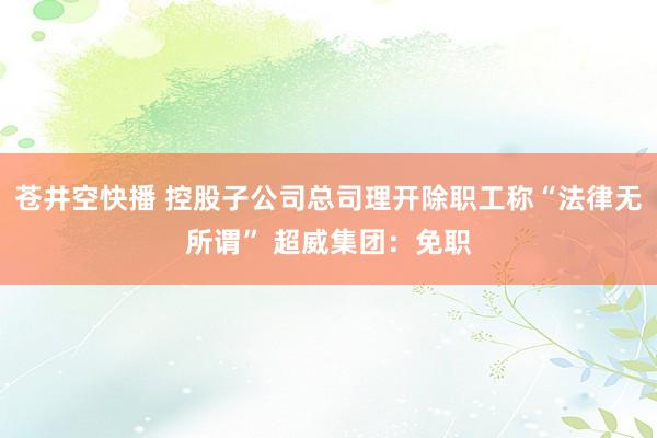 苍井空快播 控股子公司总司理开除职工称“法律无所谓” 超威集团：免职