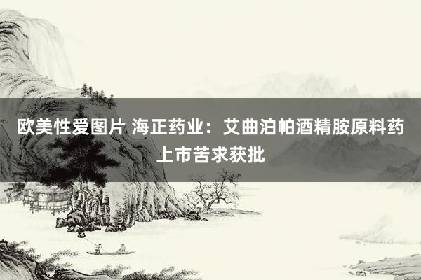 欧美性爱图片 海正药业：艾曲泊帕酒精胺原料药上市苦求获批