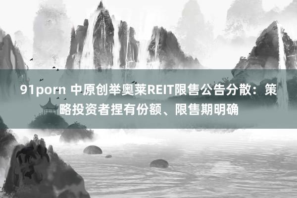 91porn 中原创举奥莱REIT限售公告分散：策略投资者捏有份额、限售期明确