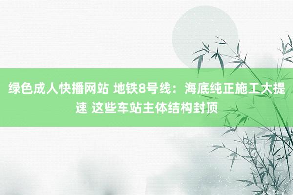 绿色成人快播网站 地铁8号线：海底纯正施工大提速 这些车站主体结构封顶