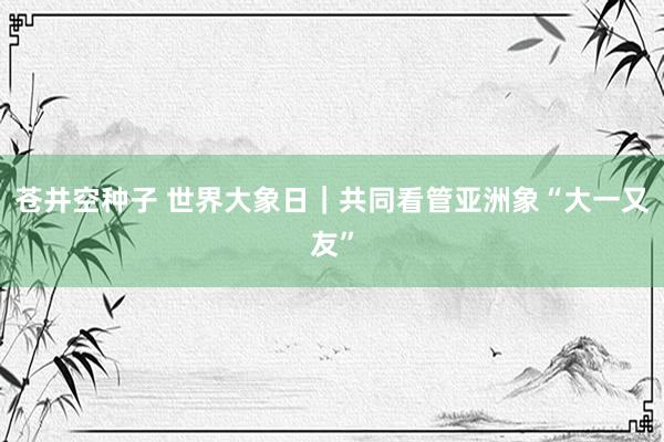 苍井空种子 世界大象日｜共同看管亚洲象“大一又友”